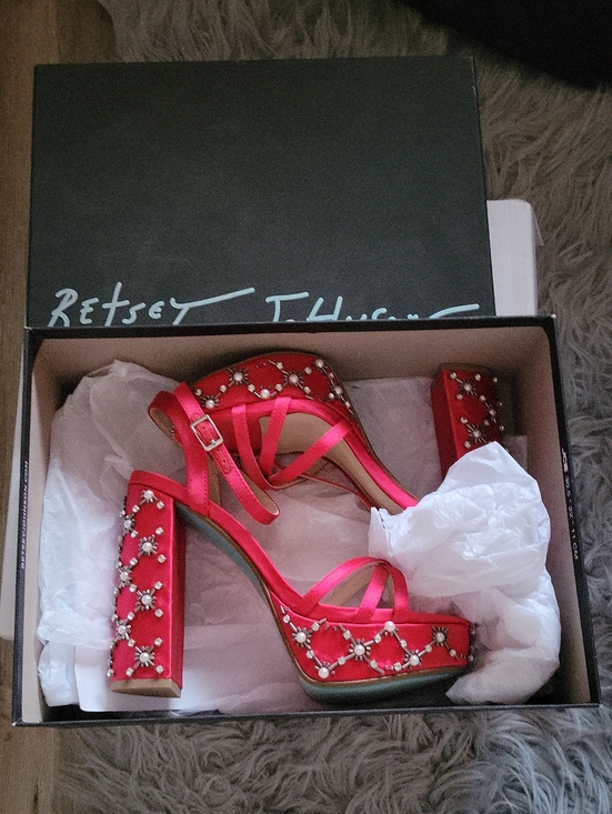 Betsey Johnson Shoes - Betsey Johnson Red Jeweled Platform Sandals